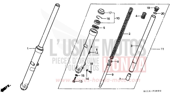 GABEL, VORNE von CB1300 Super Bold'or ABS CANDY BOURGOGNE RED-U (R107CU) von 1982